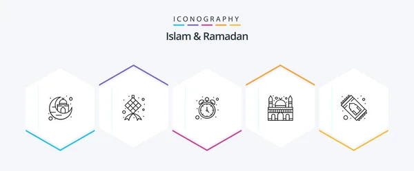 Islam Ramadan Line Icon Pack Including Prayer Islam Hour Muslim — 图库矢量图片