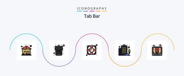 Tab Bar Line Filled Flat Icon Pack Including Support Pictures — Stockvector