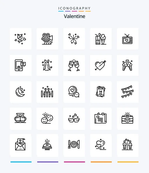 Creative Valentine Outline Icon Pack Love Valentines Love Valentine Love — Stockvektor