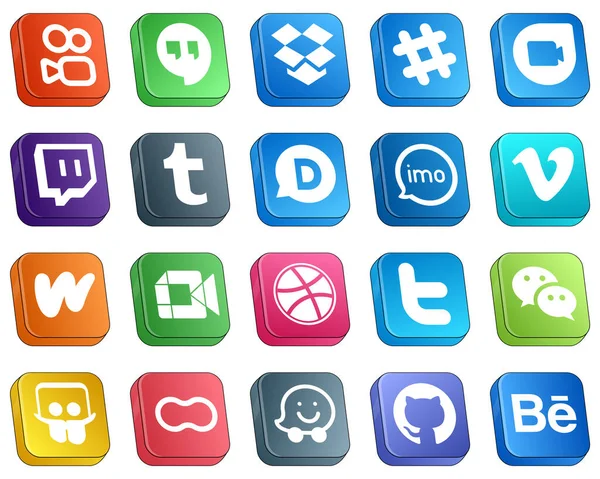 Simple Isometric Social Media Icons Video Literature Imo Wattpad Vimeo — Stok Vektör