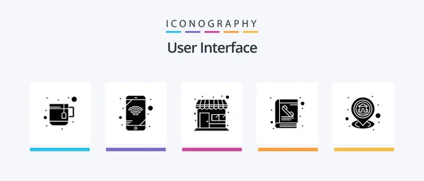 User Interface Glyph Icon Pack Including Map Home Shop Gps — Stockový vektor