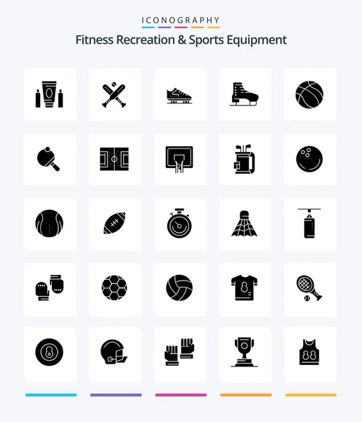 Creative Fitness Recreation Sports Equipment Glyph Solid Black Icon Pack — стоковый вектор