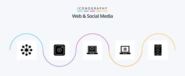 Web Social Media Glyph Icon Pack Including Globe World — Stok Vektör