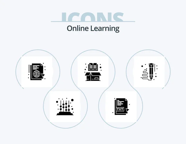 Online Learning Glyph Icon Pack Icon Design Open Cardboard Learning — Stock vektor