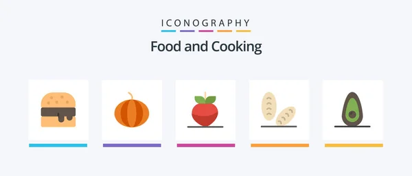 Food Flat Icon Pack Including Bread Fruit Creative Icons Design — Stok Vektör