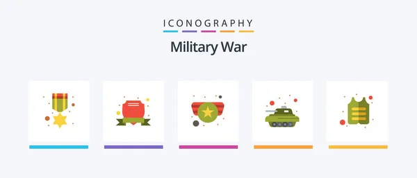 Military War Flat Icon Pack Including Life War Army Vehicle — Stock Vector