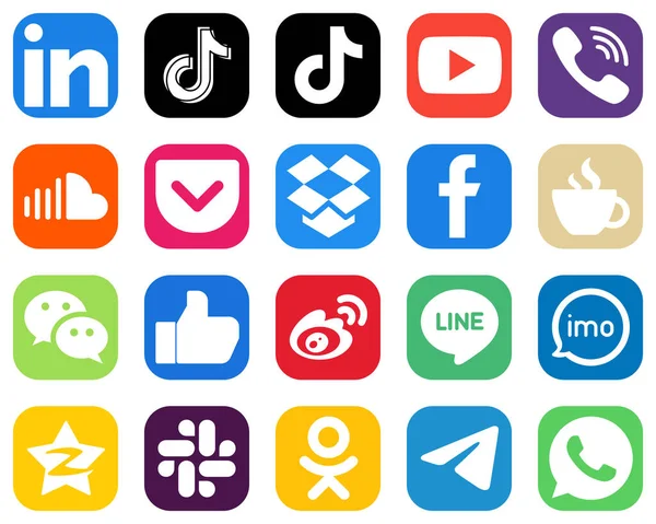 Social Media Icons All Your Needs Facebook Pocket Video Music — Stok Vektör