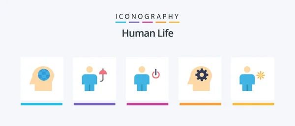 Human Flat Icon Pack Including Body Mind Avatar Mental Standby — Wektor stockowy