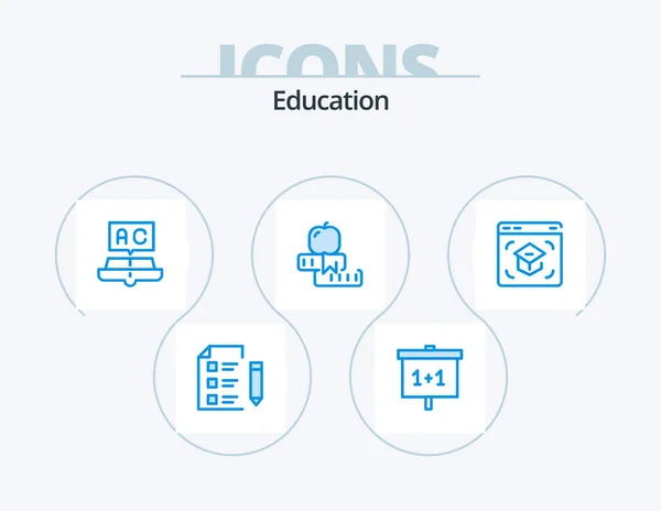 Education Blue Icon Pack Icon Design School Education Study Study — Stockvektor