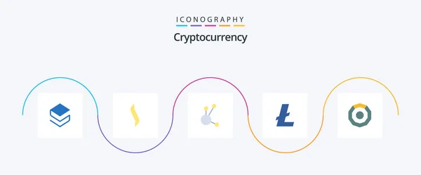 Cryptocurrency Flat Icon Pack Including Komodo Lite Coin Currency Cryptocurrency — Διανυσματικό Αρχείο