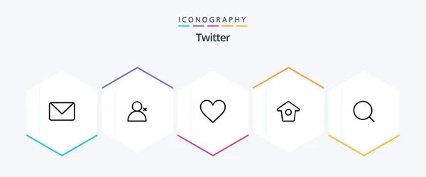 Twitter Line Icon Pack Including Max Magnify Love Search Tweet — Vettoriale Stock