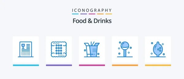 Food Drinks Blue Icon Pack Including Food Lollipop Food Food — Stockvector