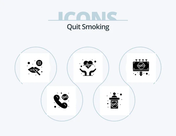 Quit Smoking Glyph Icon Pack Icon Design Hands Smoking Care —  Vetores de Stock