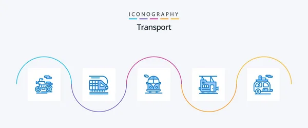 Transport Blue Icon Pack Including Trailer Public Transport Tourism Camp — Archivo Imágenes Vectoriales
