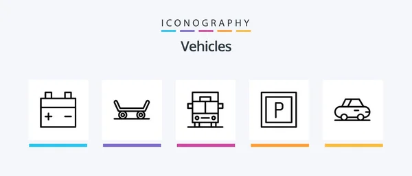 Vehicles Line Icon Pack Including Tire Road Lines Creative Icons — Stok Vektör