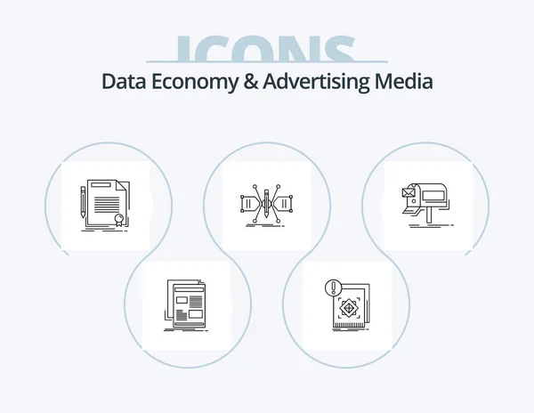 Data Economy Advertising Media Line Icon Pack Icon Design Interaction — Stock vektor