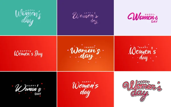International Women Day Greeting Card Template Floral Design Hand Lettering — Vector de stock