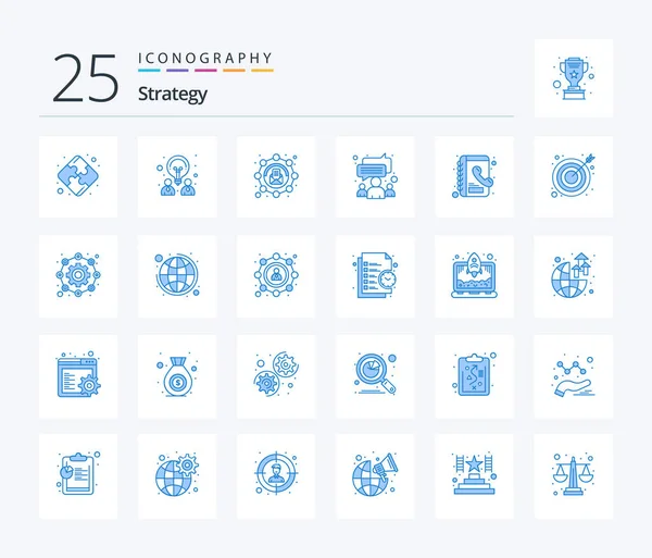 Strategy Blue Color Icon Pack Including Phone Book Book Email — Stockvektor