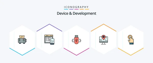 Device Development Filledline Icon Pack Including Interface Toch Share Education — 图库矢量图片