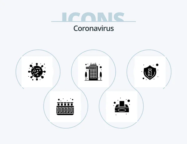 Coronavirus Glyph Icon Pack Icon Design Protection Staying Bacteria Quarantine — Stock vektor