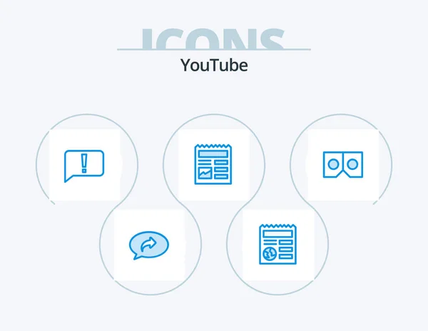 Youtube Blue Icon Pack Icon Design Glasses Picture Chat Document — Stockvektor