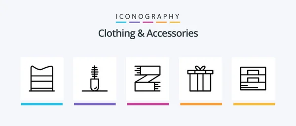Clothing Accessories Line Icon Pack Including Jewelry Bracelet Wallet Accessories — Stok Vektör