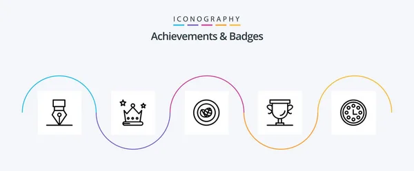 Achievements Badges Line Icon Pack Including Award Trophy Achievement Prize — Stock Vector