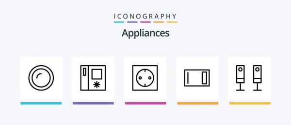 Appliances Line Icon Pack Including House Home Home Appliances Refrigerator — Stockvector