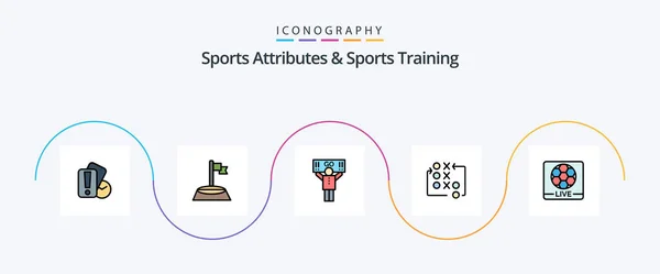 Sports Atributes Sports Training Line Filled Flat Icon Pack Including — Vector de stock