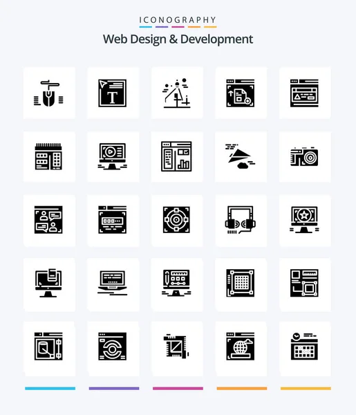 Creative Web Design Development Glyph Solid Black Icon Pack Web — Image vectorielle