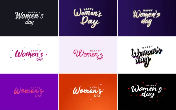 Abstract Happy Women Day Logo Love Vector Design Pink Red — Vettoriale Stock
