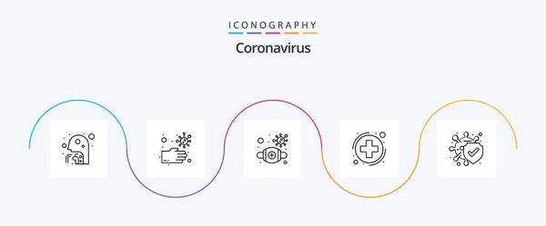 Coronavirus Line Icon Pack Including Disease Sign Flu Healthcare Medica — Stockový vektor