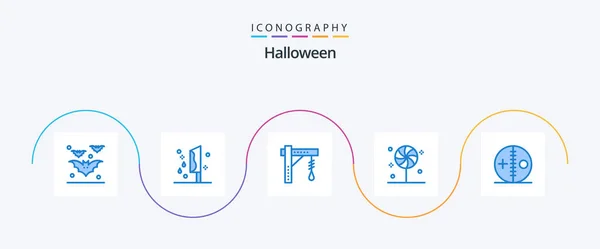 Halloween Blue Icon Pack Including Sweet Candy Murder Candies Halloween — Stock vektor