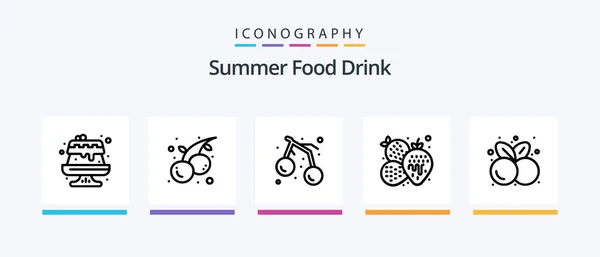 Summer Food Drink Line Icon Pack Including Candy Summer Sushi — Wektor stockowy
