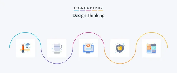 Design Thinking Flat Icon Pack Including Images Board Setting Brain — 图库矢量图片