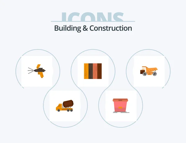 Building Construction Flat Icon Pack Icon Design Wood Interior Water — Stok Vektör