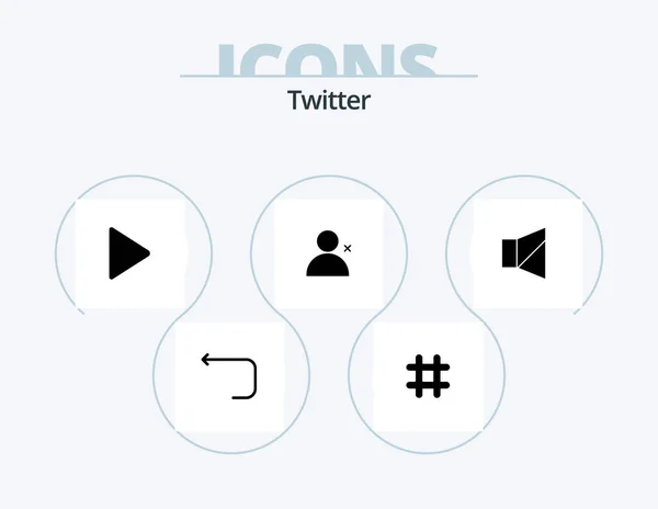 Twitter Glyph Icon Pack Icon Design Twitter Play Bell Twitter — Vector de stoc