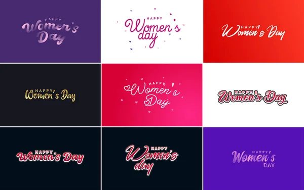 Happy Women Day Design Realistic Illustration Bouquet Flowers Banner Reading — Vettoriale Stock