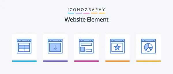 Website Element Blue Icon Pack Including Favorite Article Element Website — Stockvector