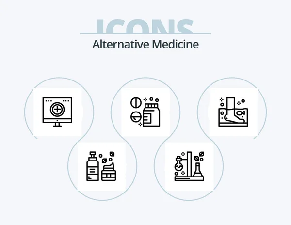 Alternative Medicine Line Icon Pack Icon Design Weight Dumbbell Medicine — Stock Vector