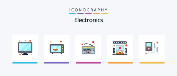 Electronics Flat Icon Pack Including Meter Radio Electronics Theater Creative — Stock Vector