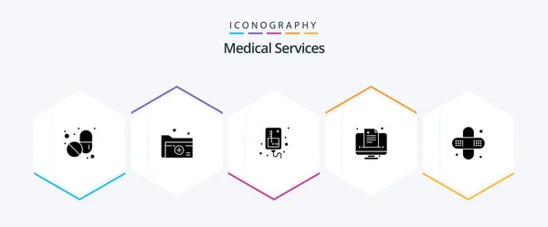 Medical Services Glyph Icon Pack Including Health Online Drip Medical — Image vectorielle