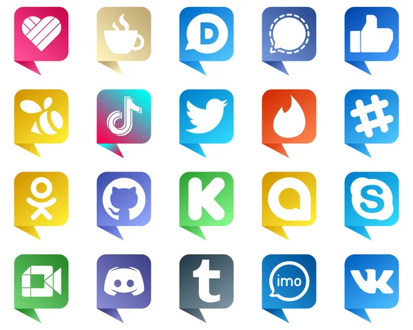 Modern Chat Bubble Style Social Media Icons Tweet China Douyin — Stok Vektör