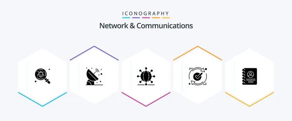 Network Communications Glyph Icon Pack Including Good Signal World Network — Image vectorielle