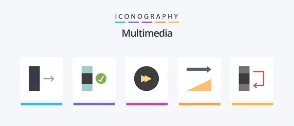 Multimedia Flat Icon Pack Including Swap Forward Data Sorting Creative — Wektor stockowy