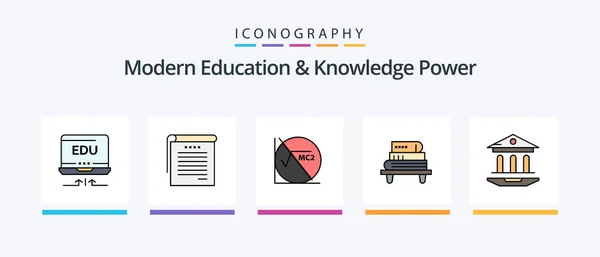 Modern Education Knowledge Power Line Filled Icon Pack Including Course — Stockvector