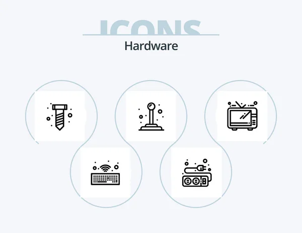 Hardware Line Icon Pack Icon Design Wireless Television — Stockvektor
