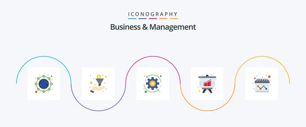 Business Management Flat Icon Pack Including Marketing Money Calendar Presentation — стоковый вектор