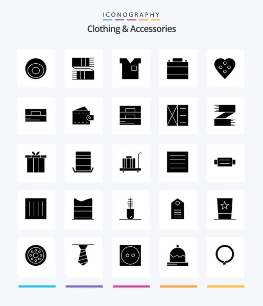 Creative Clothing Accessories Glyph Solid Black Icon Pack Footwear Clothes — Vettoriale Stock