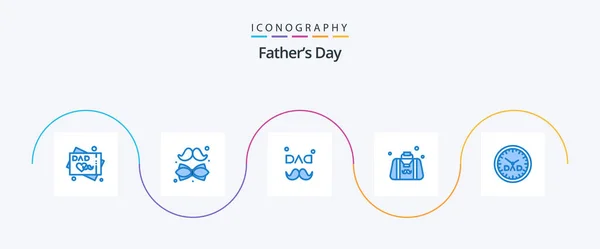 Fathers Day Blue Icon Pack Including Clock Fathers Day Dad — Stock Vector